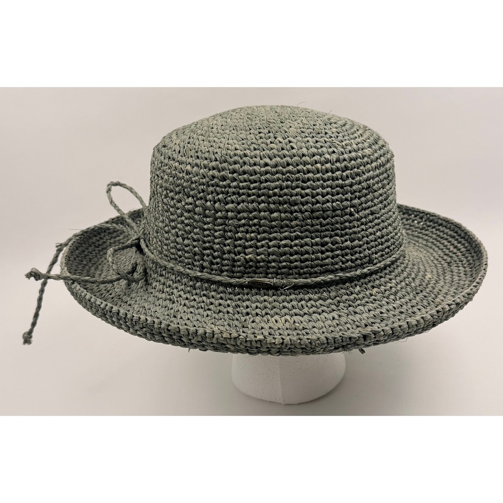 Scala Collezione Raffia Sage Green Natural Fiber Woven Sun Hat One Size - Picture 2 of 7